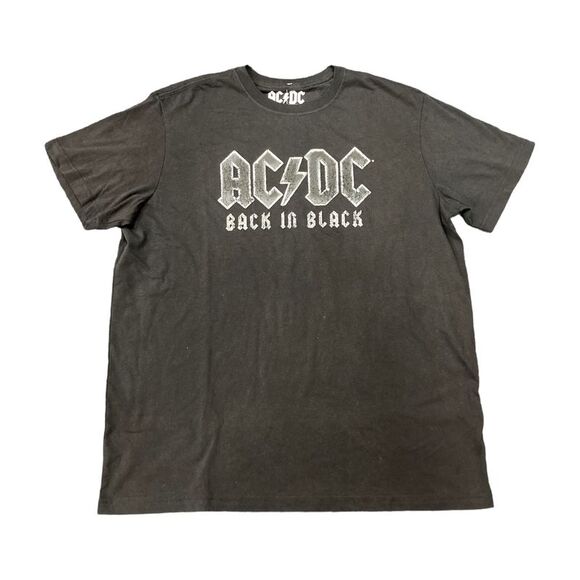 AC/DC Men's Back in Black Crewneck Short Sleeve Graphic Rock Band Tee - Black - Picture 1 of 2